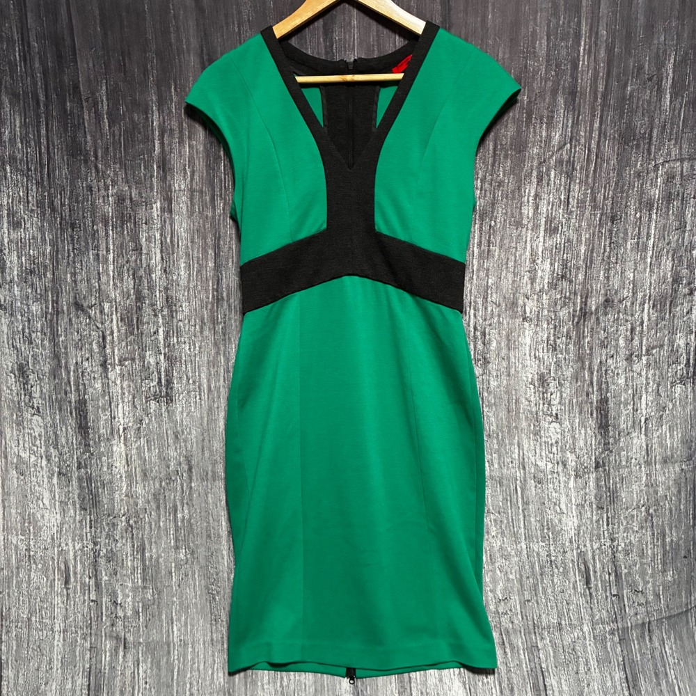 Narciso Rodriguez Design Nation Green Colorblock Sheath Dress Women Small